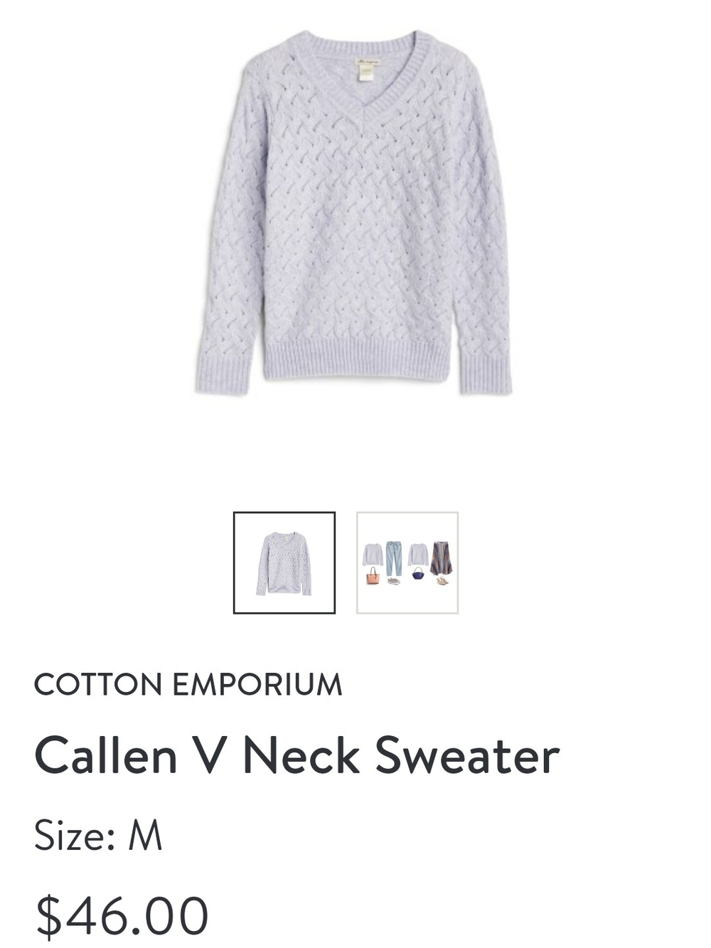 Cotton Emporium Callen V-Neck Sweater - Light Lavender